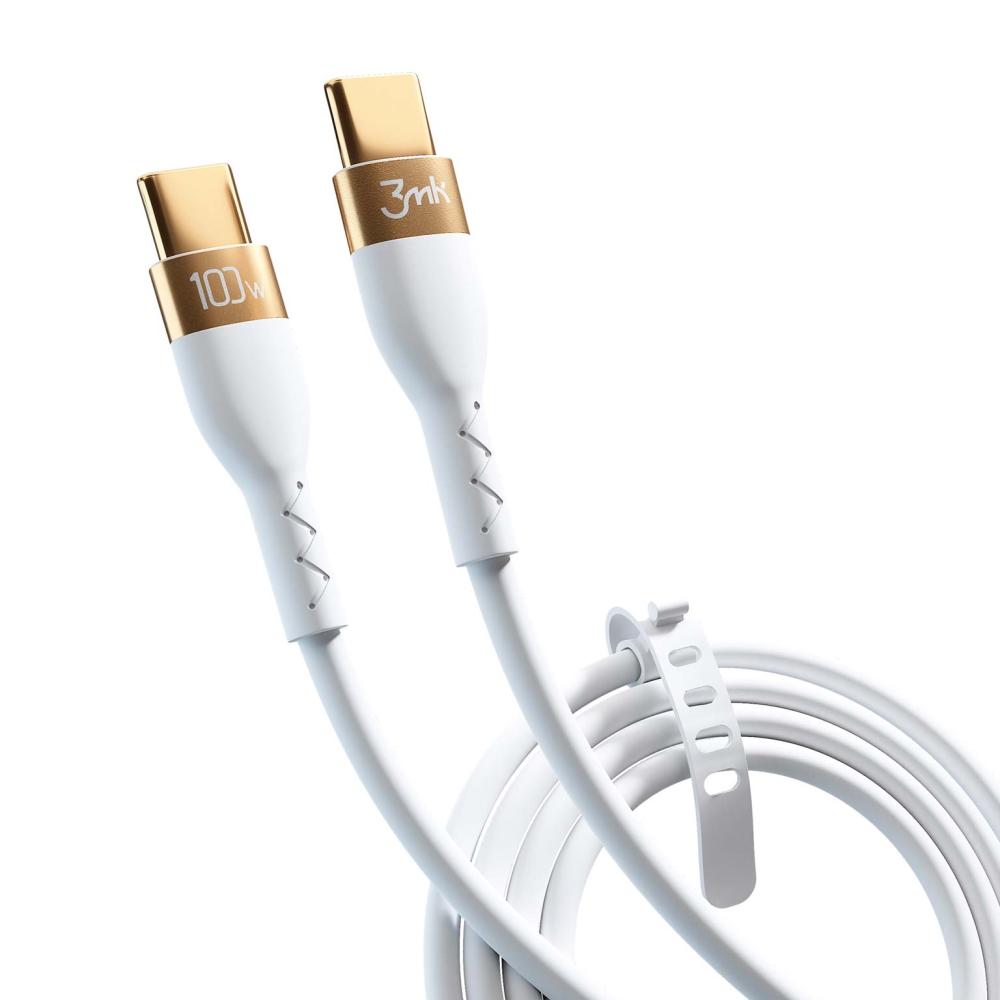 3mk kabel Hyper Silicone USB-C - USB-C 2m 100W bia�y / 2