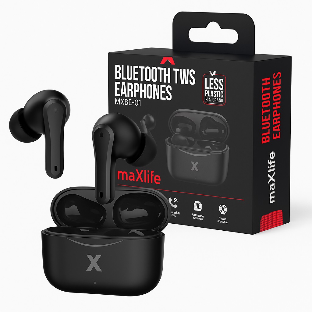 Słuchawki bezprzewodowe bluetooth Maxlife TWS douszne dokanałowe czarne Samsung Galaxy S25 FE / 3 Słuchawki bezprzewodowe bluetooth Maxlife TWS douszne dokanałowe czarne Samsung Galaxy S25 FE / 3