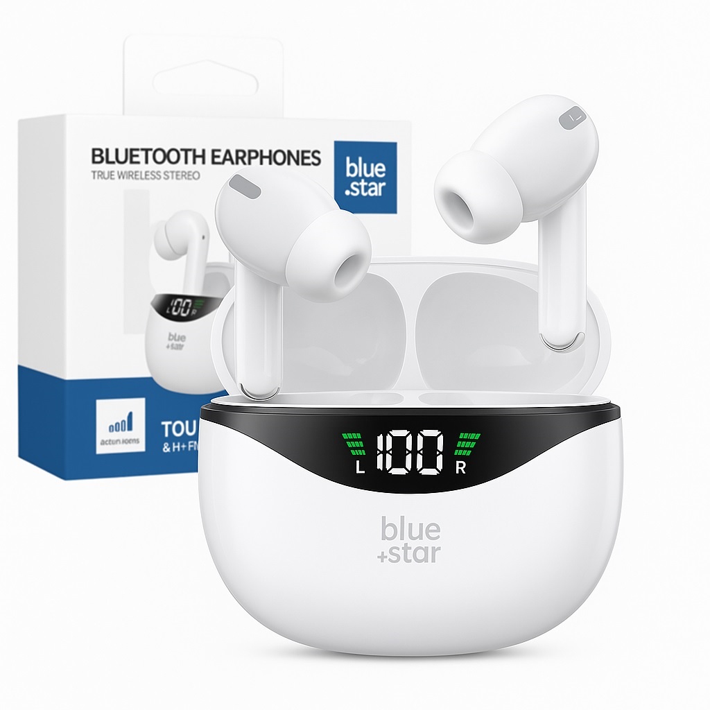 S�uchawki bezprzewodowe bluetooth Blue Star TWS douszne dokana�owe bia�e Samsung Galaxy A10