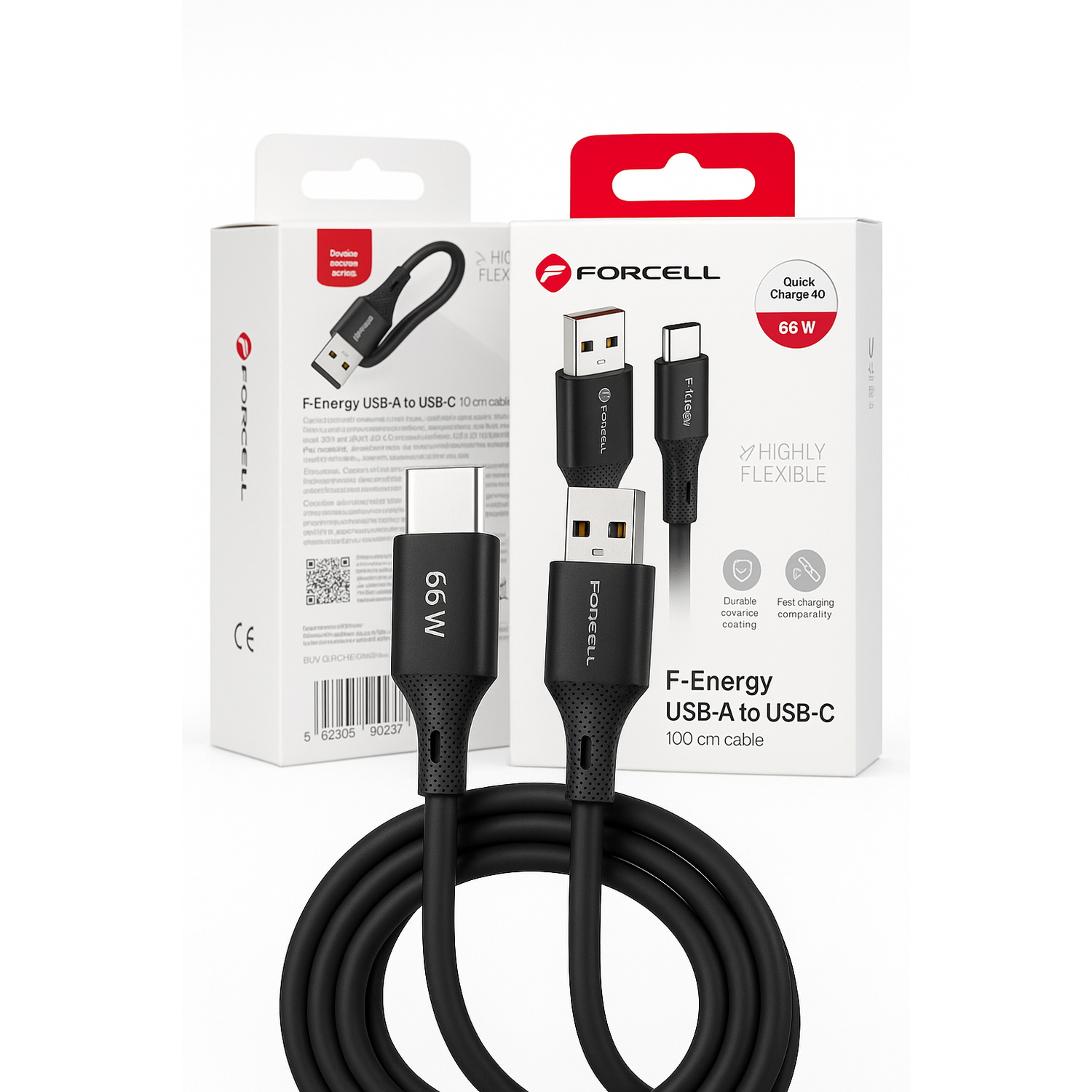 Kabel USB-A do USB-C Forcell 1m do samochodu Android Auto czarny Samsung Galaxy M62 / 2 Kabel USB-A do USB-C Forcell 1m do samochodu Android Auto czarny Samsung Galaxy M62 / 2