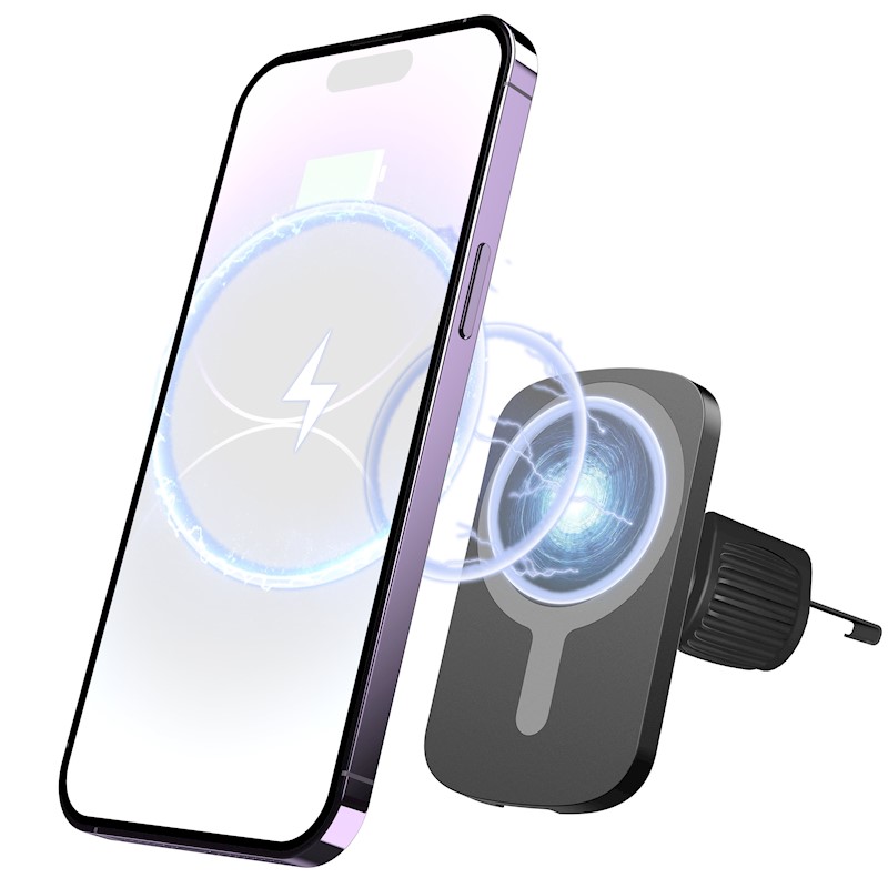 Uchwyt samochodowy na telefon do kratki Maxlife magnetyczny z �adowaniem bezprzewodowym 15W czarny Samsung Galaxy A3 (2016) A310 / 2