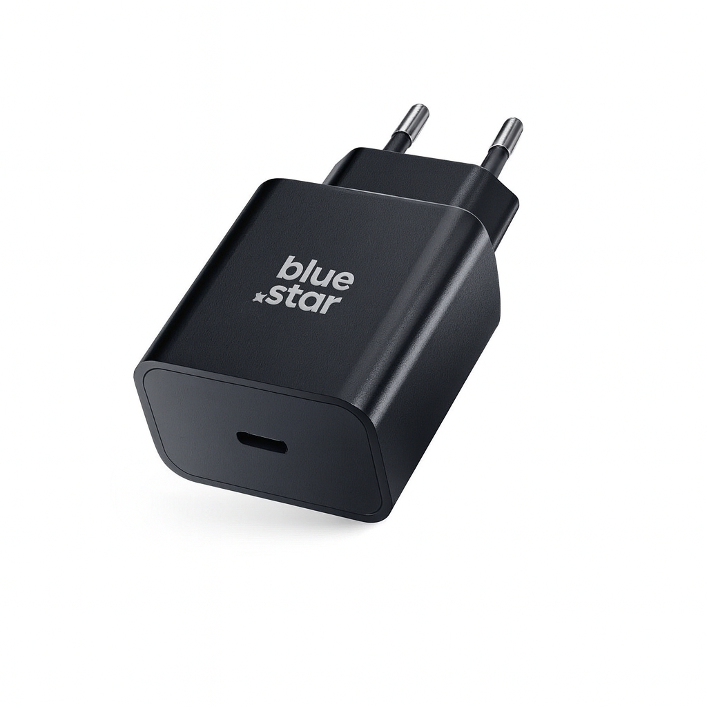 Szybka �adowarka Blue Star 20W z d�ugim kablem 2m USB-C czarna Samsung Galaxy A52S 5G / 4