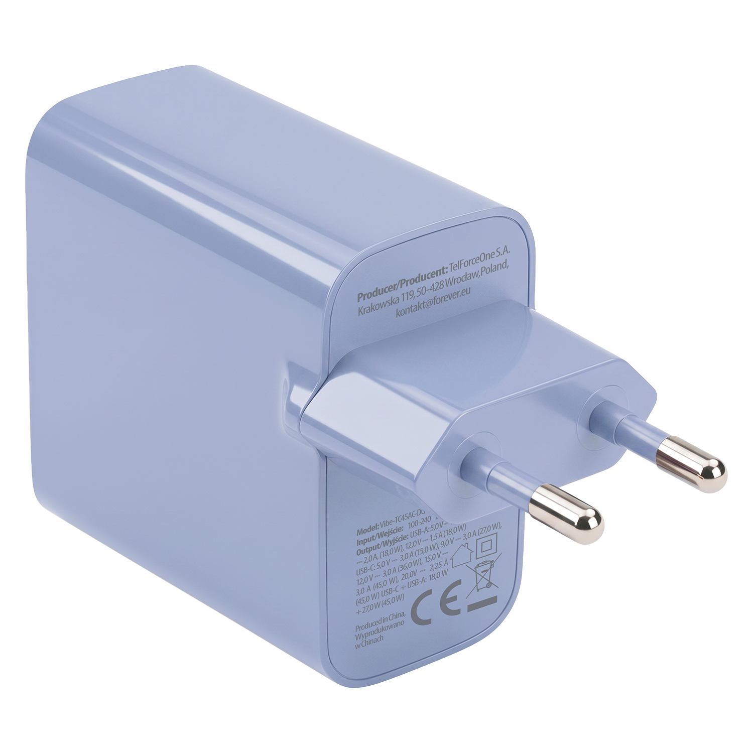 �adowarka sieciowa Forever GaN USB-C USB 45W jasnoniebieska Motorola Moto E22S / 8
