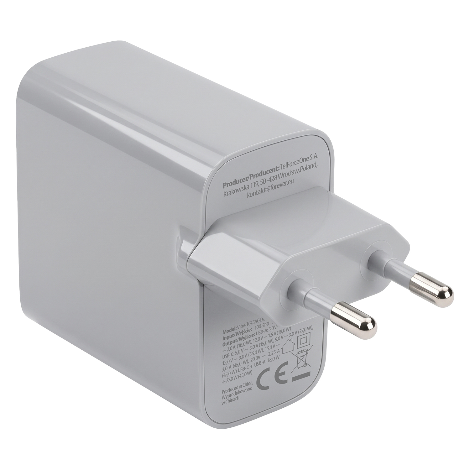 �adowarka sieciowa Forever GaN USB-C USB 45W srebrna Motorola Moto E22S / 4
