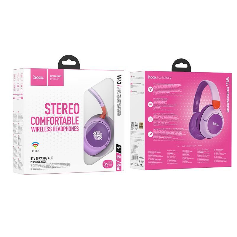 Słuchawki nauszne Hoco W43 TWS Bluetooth 5.2 fioletowe Apple iPhone 11 6,1 cali / 3 Słuchawki nauszne Hoco W43 TWS Bluetooth 5.2 fioletowe Apple iPhone 11 6,1 cali / 3