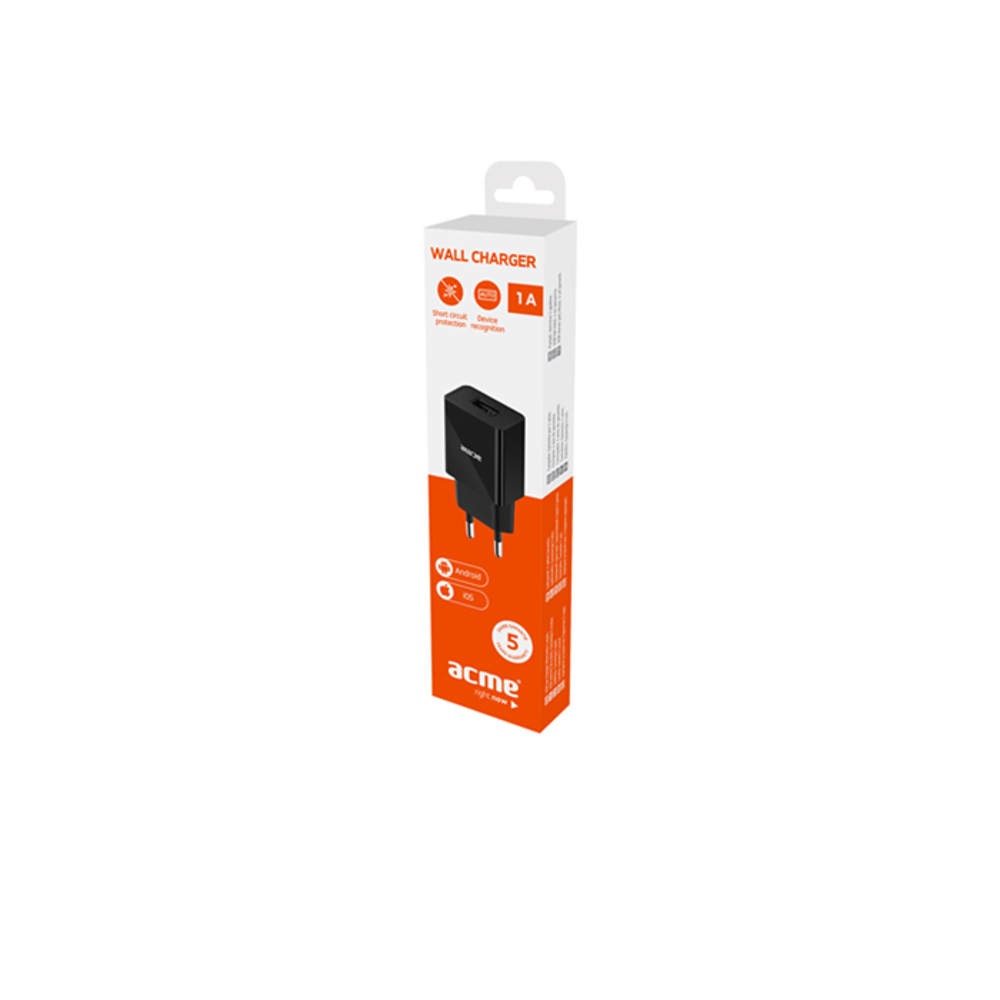 Acme Europe �adowarka sieciowa CH201 USB-A 1A czarna / 3
