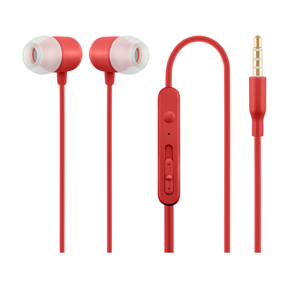 ACME EUROPE S�uchawki przewodowe douszne z mikrofonem HE21R czerwone