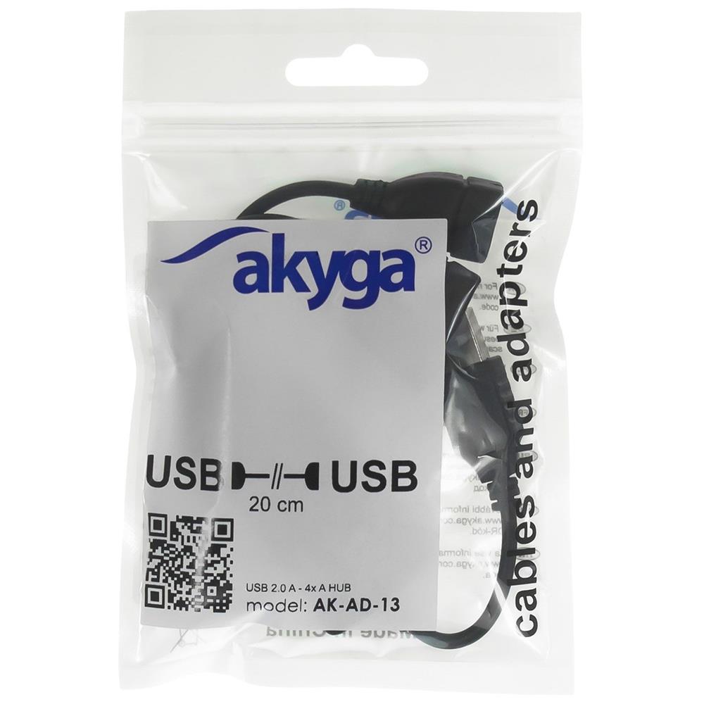 Akyga Hub USB 2.0 AK-AD-13 4 porty czarny 15cm / 2