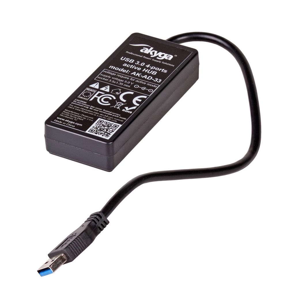 Akyga Hub USB AK-AD-33 aktywny USB A (m) / 4x USB A (f) wy��czniki ver. 3.0 15cm / 3