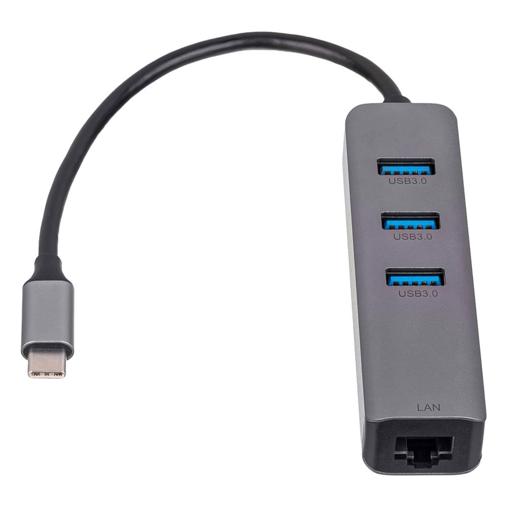 Akyga Hub USB AK-AD-66 type C do 3x USB 3.0 z kart� sieciow� 10/100/1000 15cm