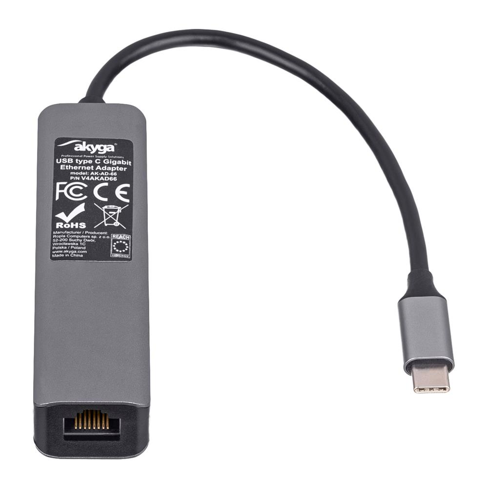 Akyga Hub USB AK-AD-66 type C do 3x USB 3.0 z kart� sieciow� 10/100/1000 15cm / 2
