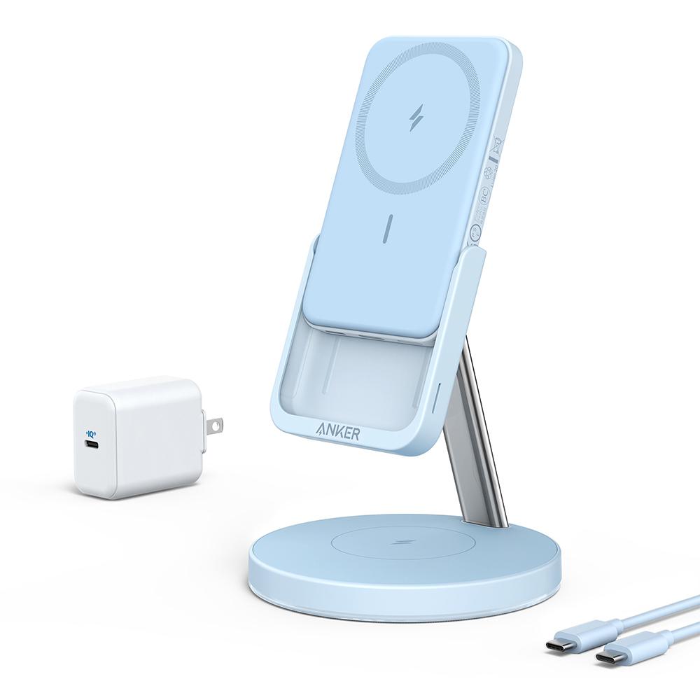 Anker �adowarka indukcyjna z powerbankiem Anker PowerWave Mag-Go 2in1 Stand niebieska