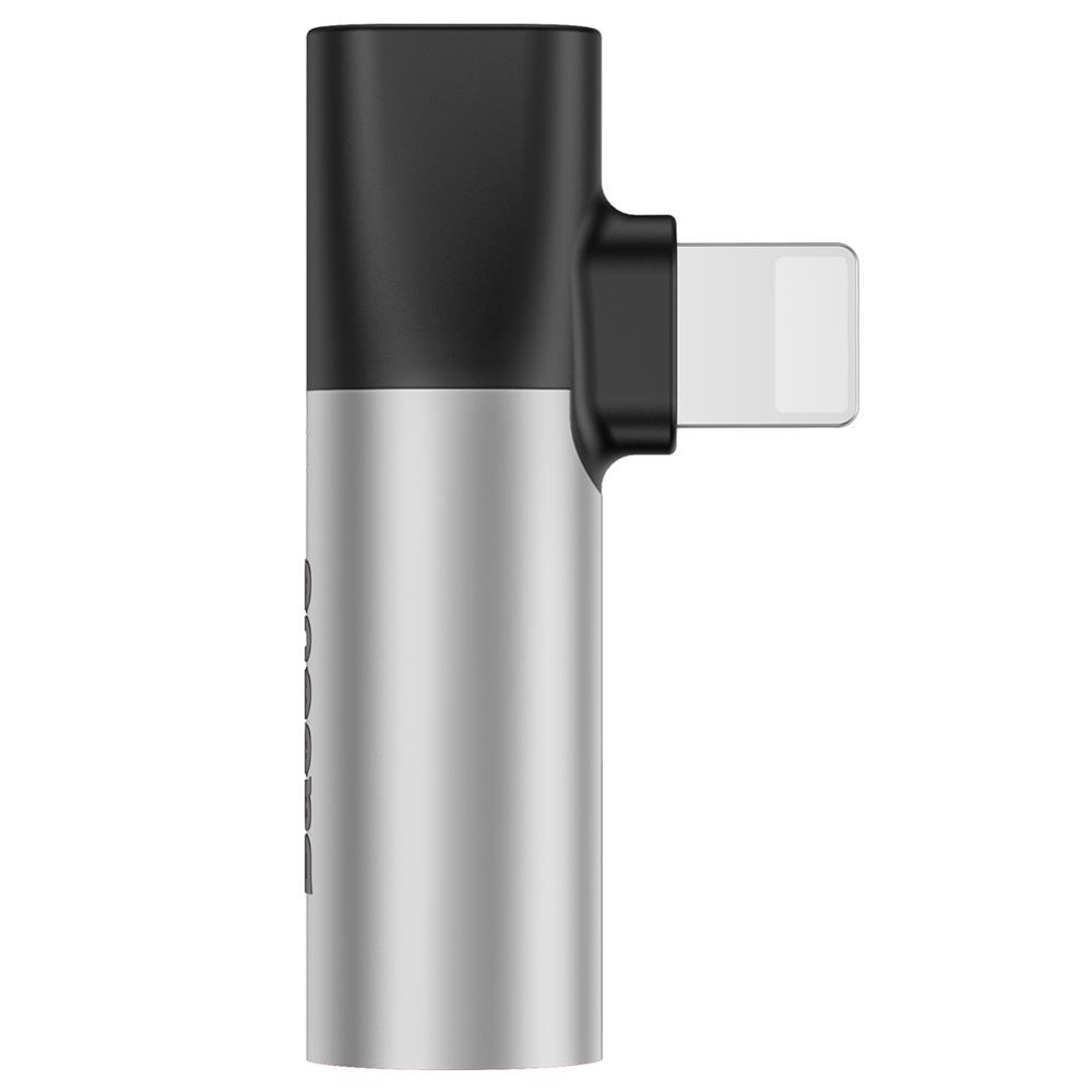 Baseus adapter 8-pin do 8-pin/jack 3,5mm srebrno-czarny