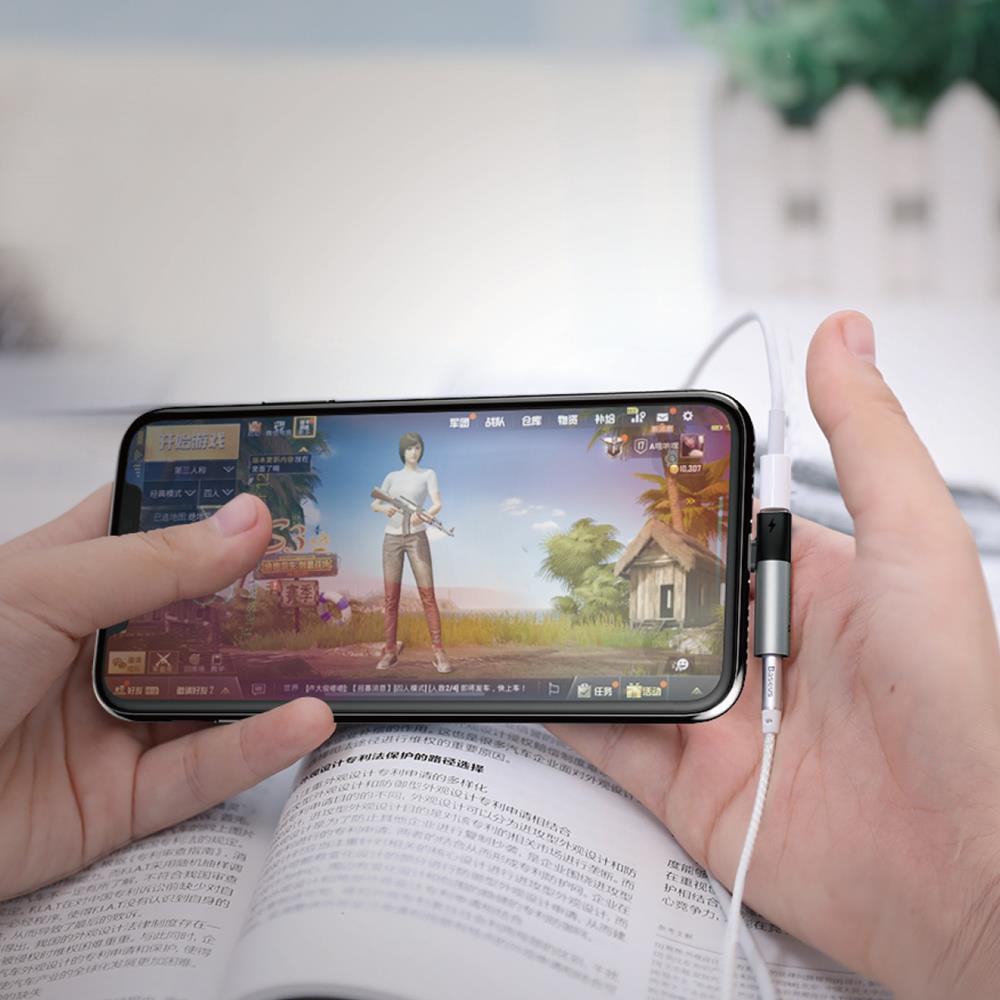 Baseus adapter 8-pin do 8-pin/jack 3,5mm srebrno-czarny / 7