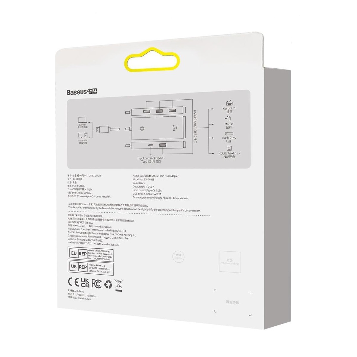 Baseus adapter HUB Lite USB-C do 4x USB 3.0 2,0m czarny / 4
