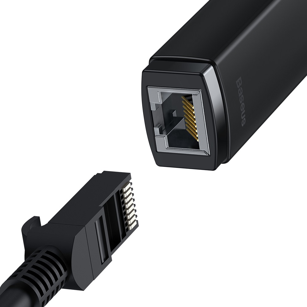 Baseus adapter HUB sieciowy Lite USB - RJ45 czarny 1000Mbps / 2