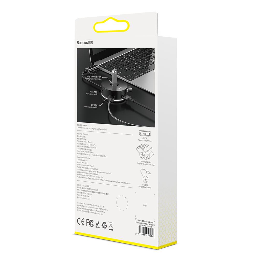Baseus adapter HUB USB-A/typ-C do 4xUSB bia�y 1m / 7