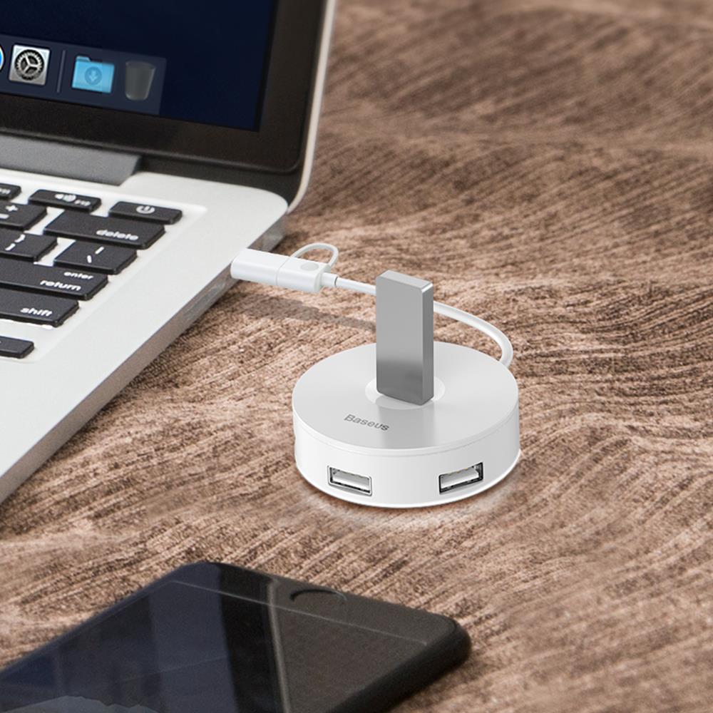 Baseus adapter HUB USB-A/typ-C do 4xUSB bia�y 1m / 8