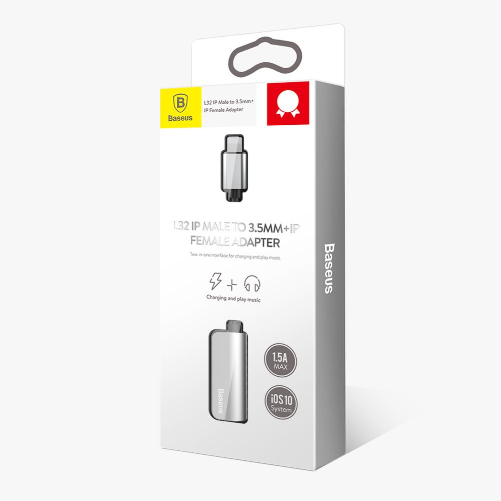 Baseus adapter L32 8-pin do 8-pin/jack 3,5mm czarno-srebrny / 11