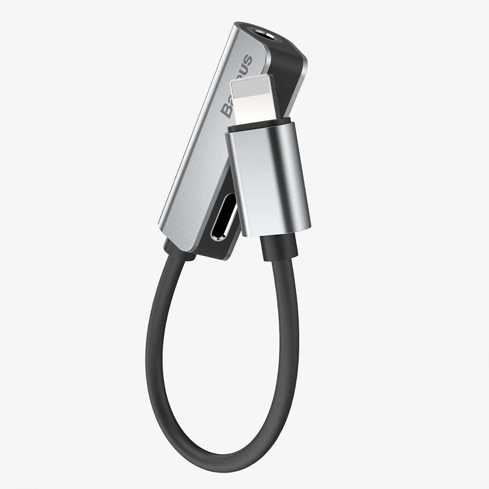 Baseus adapter L32 8-pin do 8-pin/jack 3,5mm czarno-srebrny / 3