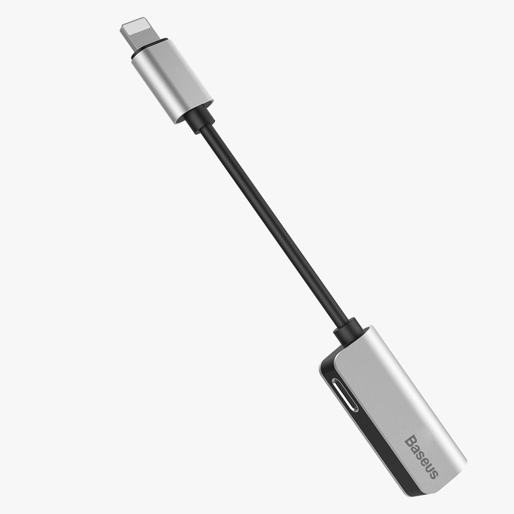 Baseus adapter L32 8-pin do 8-pin/jack 3,5mm czarno-srebrny / 7