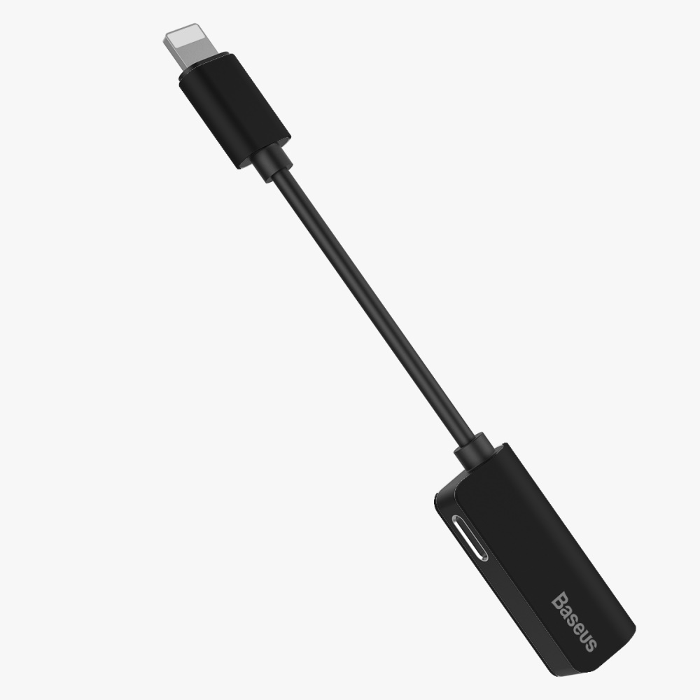 Baseus adapter L32 8-pin do 8-pin/jack 3,5mm czarny / 8