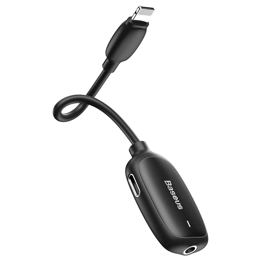 Baseus adapter L51 8-pin do 2x8-pin/jack 3,5mm czarny / 3