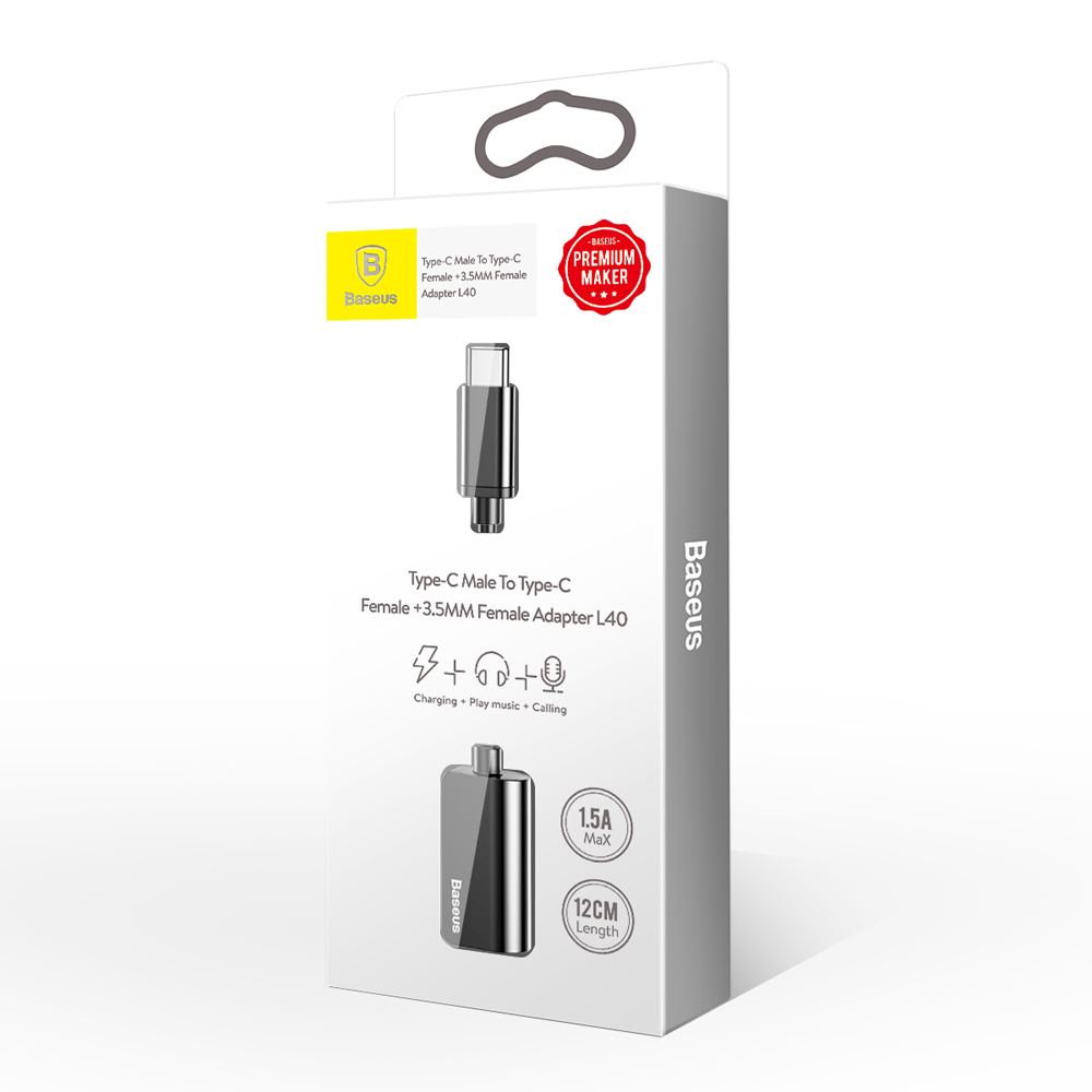 Baseus adapter USB L40 typ-C do USB typ-C / mini-jack (3,5 mm) czarny / 5
