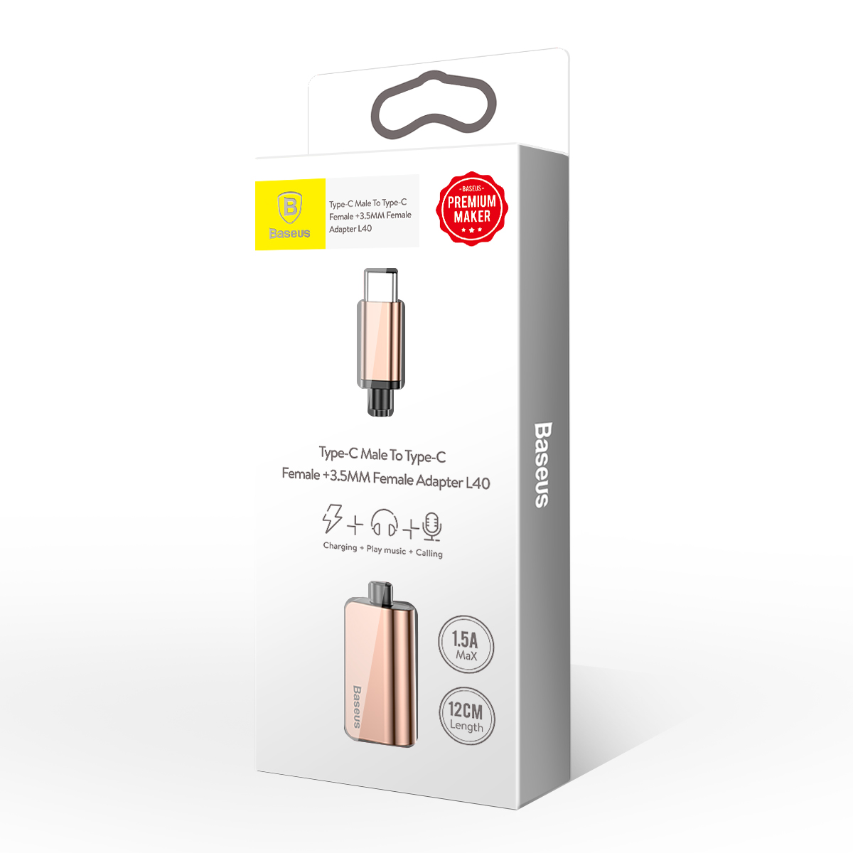 Baseus adapter USB L40 typ-C do USB typ-C / mini-jack (3,5 mm) r�owo-z�oty / 7