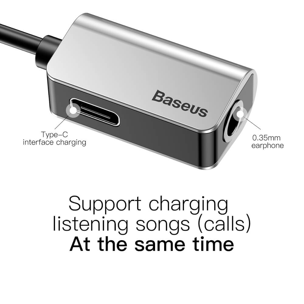 Baseus adapter USB L40 typ-C do USB typ-C / mini-jack (3,5 mm) srebrno-czarny / 4
