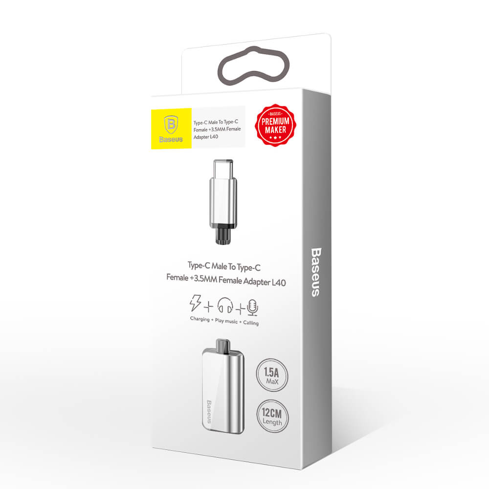 Baseus adapter USB L40 typ-C do USB typ-C / mini-jack (3,5 mm) srebrno-czarny / 9