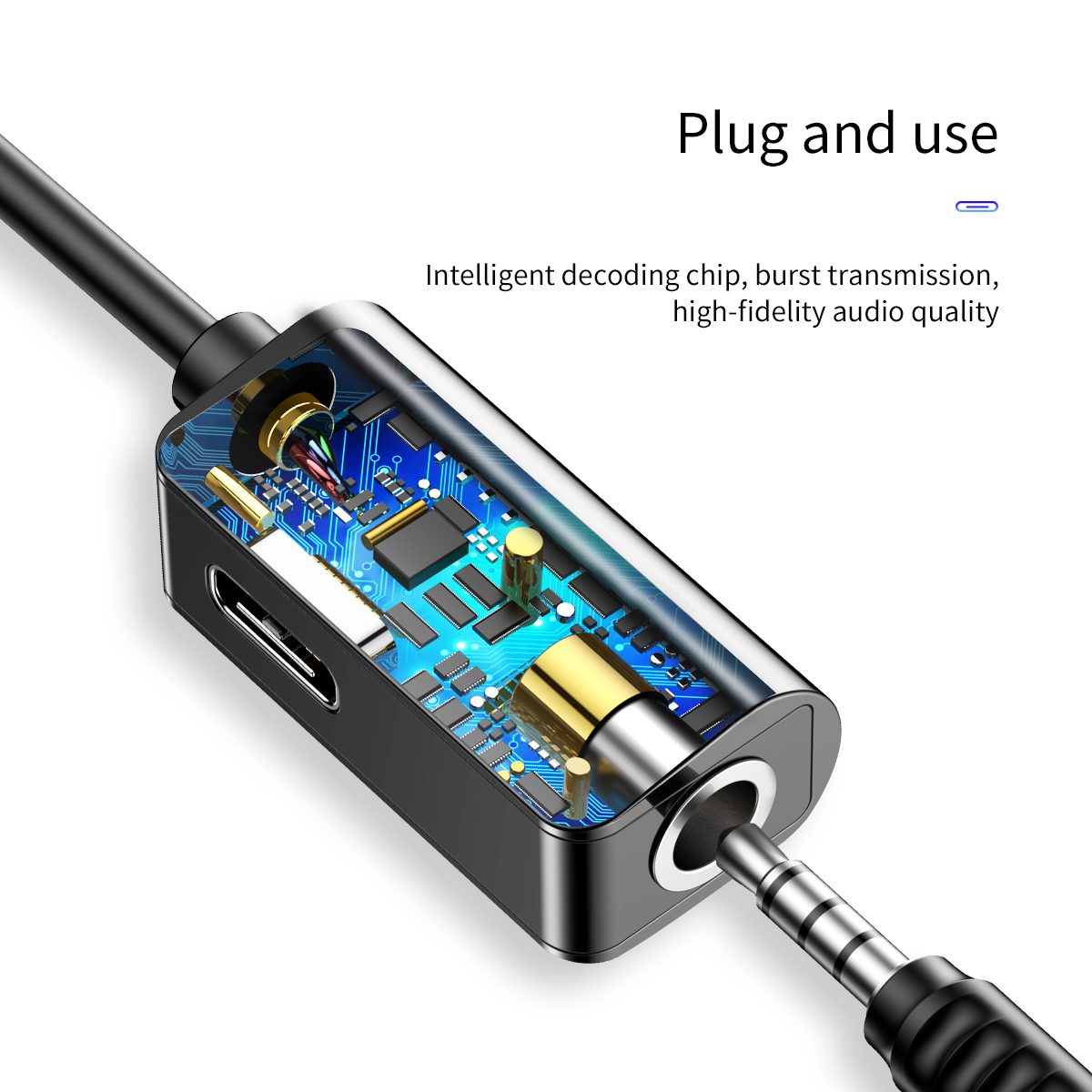 Baseus adapter USB L45 typ-C do USB typ-C / mini-jack (3,5 mm) czarny / 10