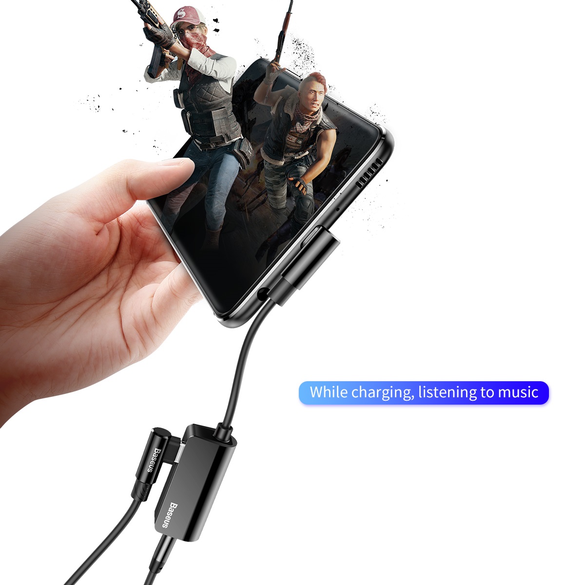 Baseus adapter USB L45 typ-C do USB typ-C / mini-jack (3,5 mm) czarny / 3