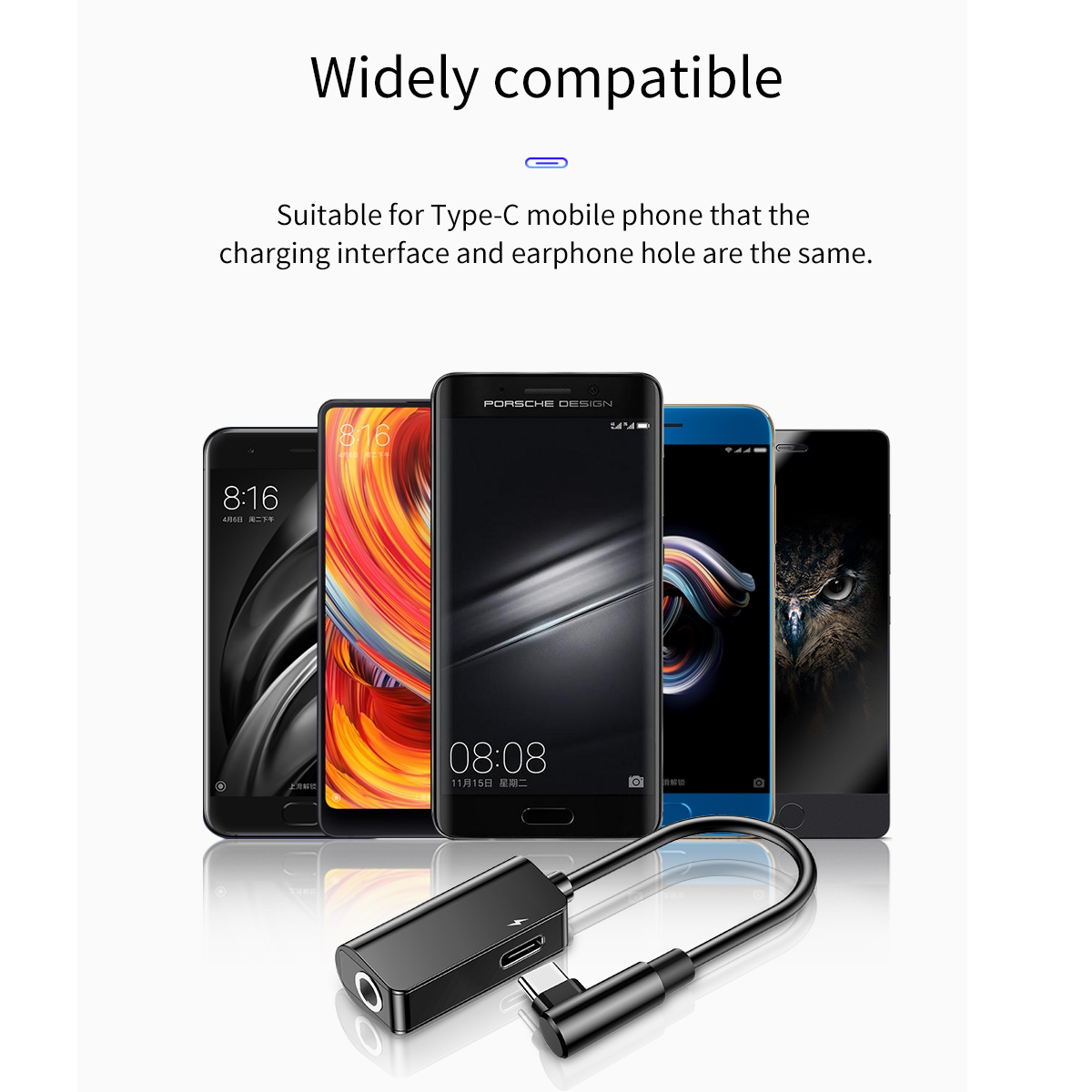 Baseus adapter USB L45 typ-C do USB typ-C / mini-jack (3,5 mm) czarny / 4