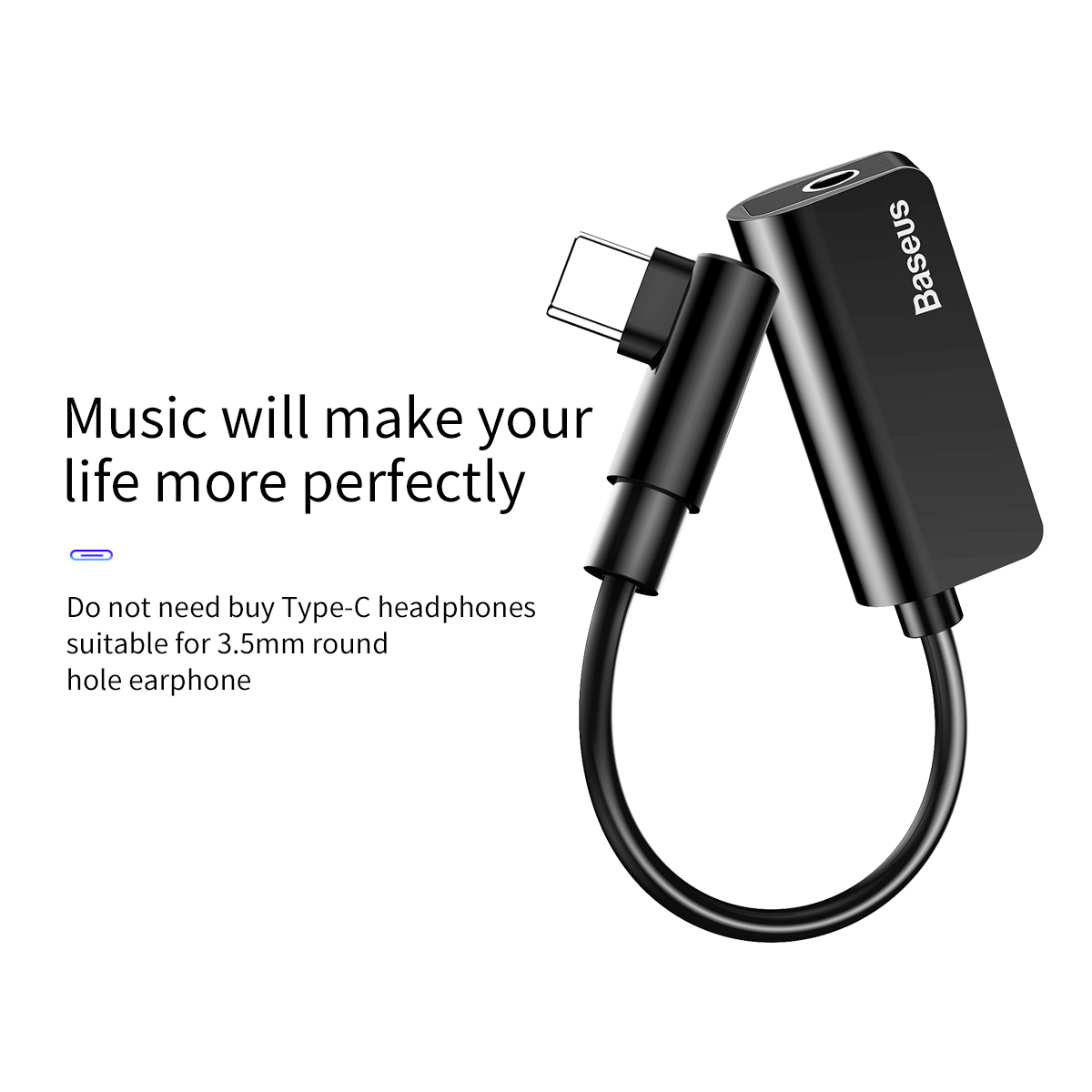 Baseus adapter USB L45 typ-C do USB typ-C / mini-jack (3,5 mm) czarny / 5