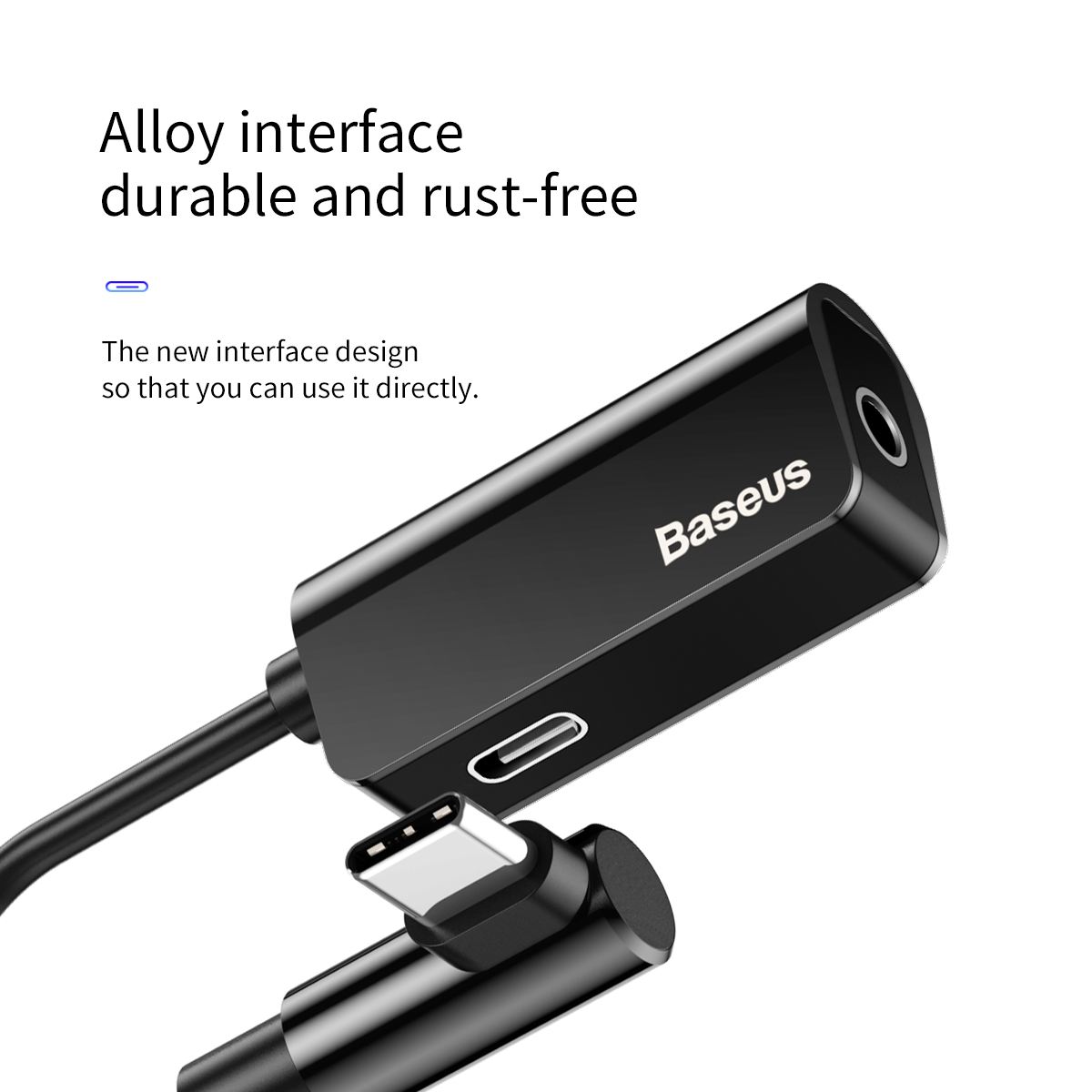 Baseus adapter USB L45 typ-C do USB typ-C / mini-jack (3,5 mm) czarny / 6