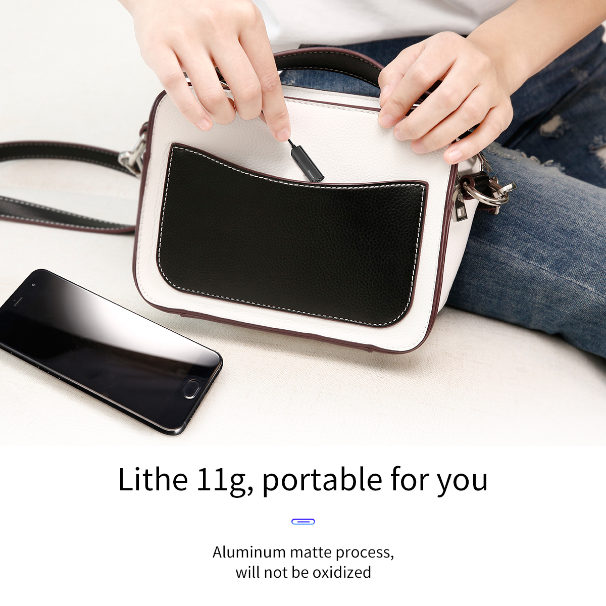 Baseus adapter USB L45 typ-C do USB typ-C / mini-jack (3,5 mm) czarny / 7