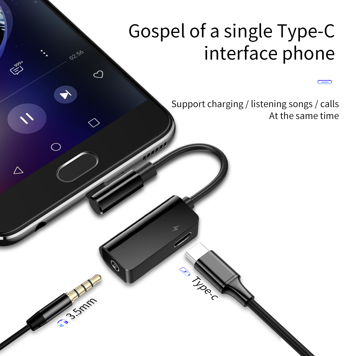 Baseus adapter USB L45 typ-C do USB typ-C / mini-jack (3,5 mm) czarny / 9