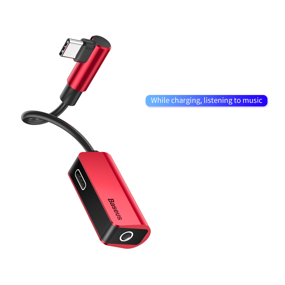 Baseus adapter USB L45 typ-C do USB typ-C / mini-jack (3,5 mm) czerwony / 2