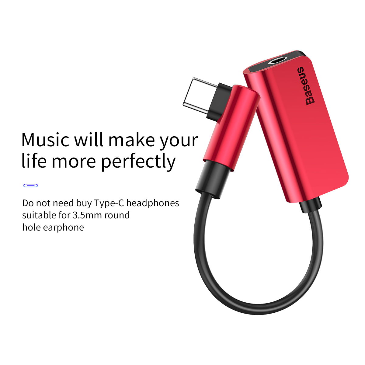 Baseus adapter USB L45 typ-C do USB typ-C / mini-jack (3,5 mm) czerwony / 4