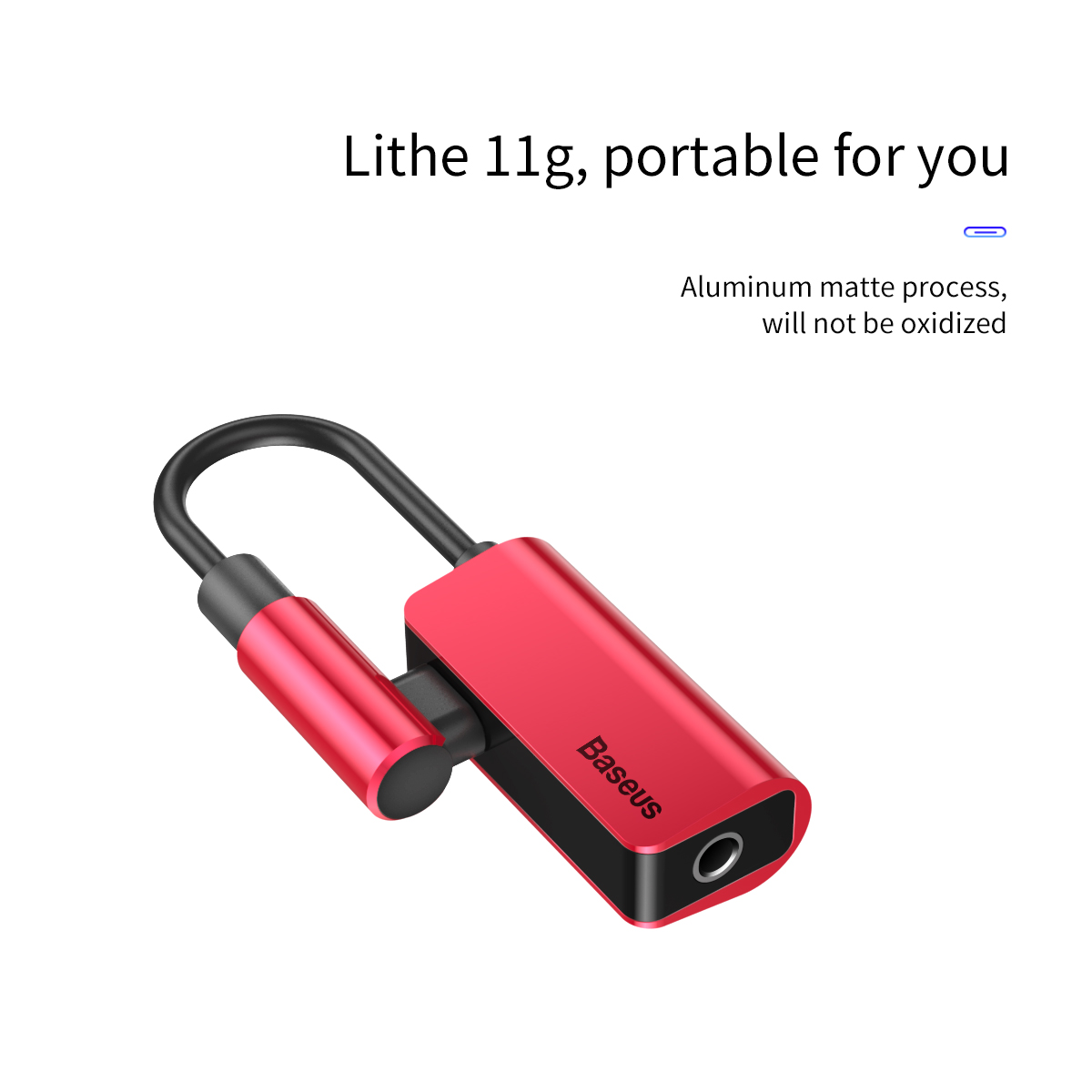 Baseus adapter USB L45 typ-C do USB typ-C / mini-jack (3,5 mm) czerwony / 5