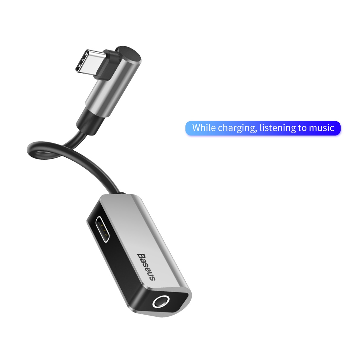 Baseus adapter USB L45 typ-C do USB typ-C / mini-jack (3,5 mm) srebrny / 2