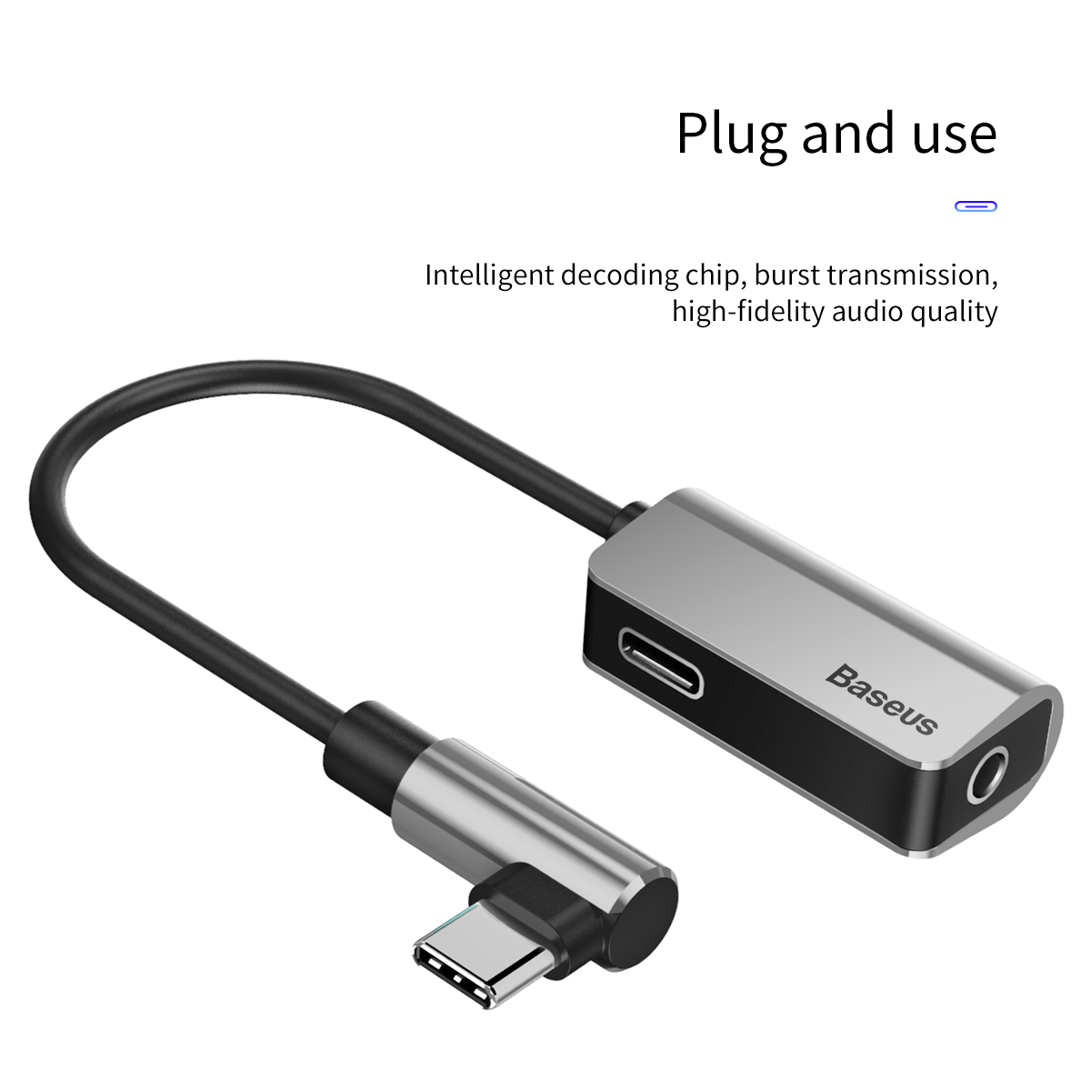 Baseus adapter USB L45 typ-C do USB typ-C / mini-jack (3,5 mm) srebrny / 3