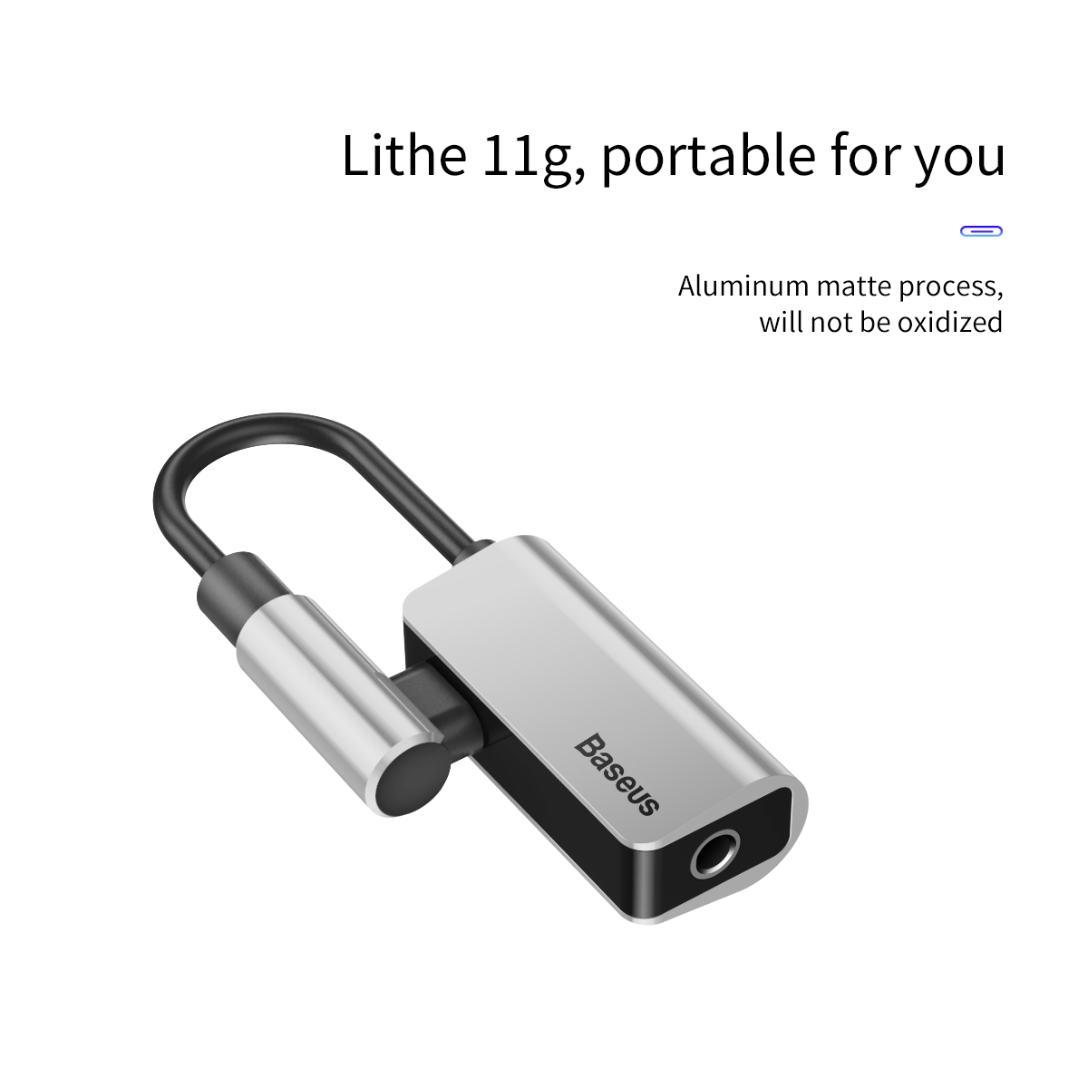 Baseus adapter USB L45 typ-C do USB typ-C / mini-jack (3,5 mm) srebrny / 6