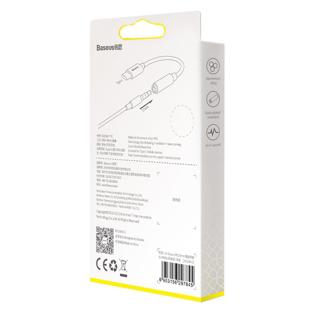 Baseus adapter USB L54 typ-C do mini-jack (3,5 mm) czarny / 7