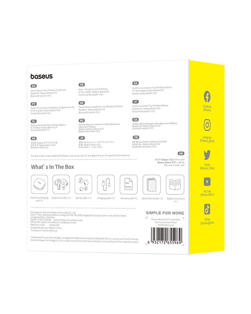 Baseus bezprzewodowe s�uchawki TWS Bowie E19 czarne / 7