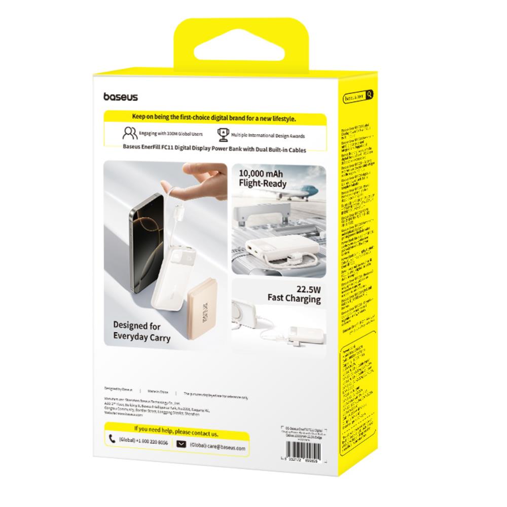 Baseus EnerFill FC11 Power Bank z Wy�wietlaczem Cyfrowym i Podw�jnym Kablem 22.5W 10000mAh Bia�y / 4