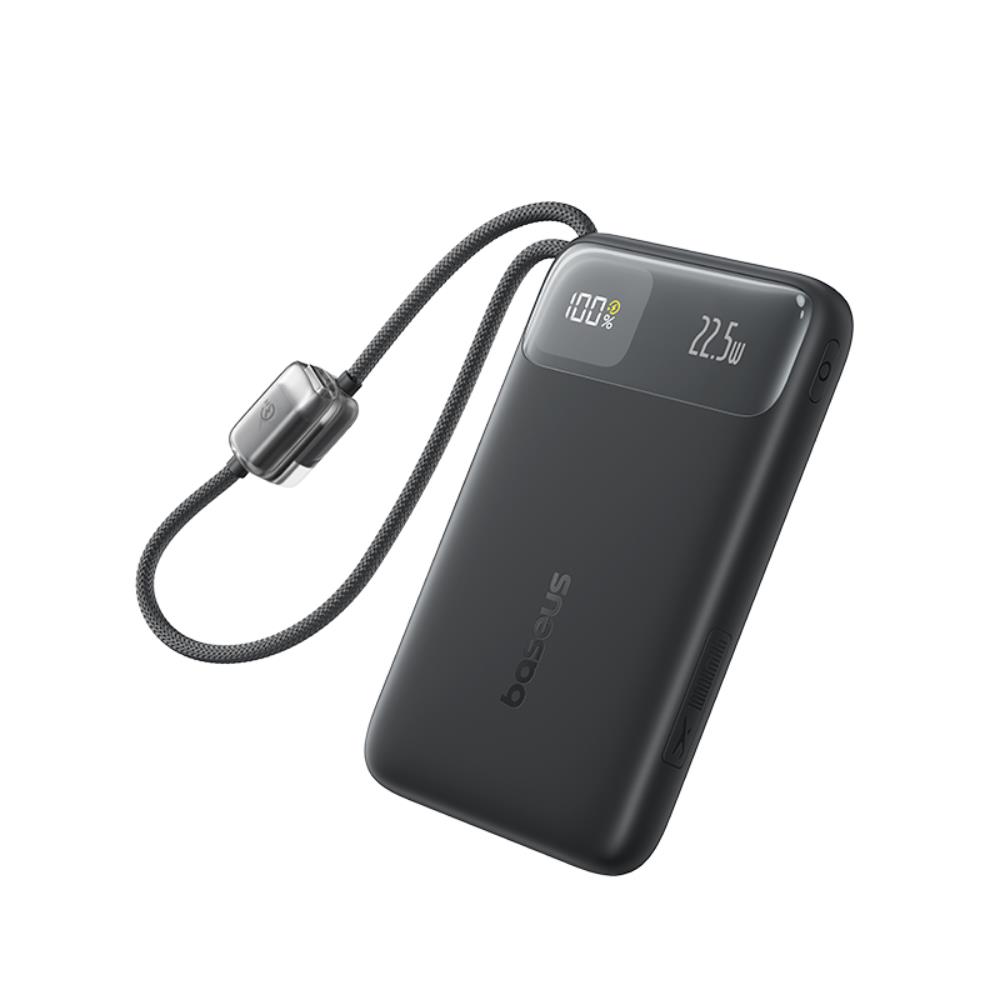 Baseus EnerFill FC11 Power Bank z Wy�wietlaczem Cyfrowym i Podw�jnym Kablem 22.5W 10000mAh Czarny