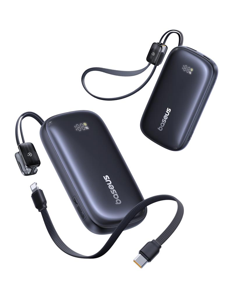 Baseus EnerFill FC21 Qpow 3 Ultra Power Bank z Wy�wietlaczem Cyfrowym i Od��czanym Kablem 45W 10000mAh Czarny / 3