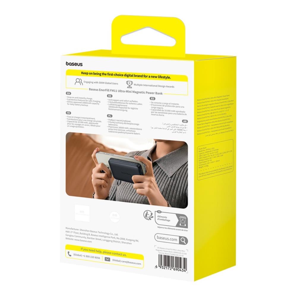 Baseus EnerFill FM11 mini magnetyczny power bank bezprzewodowy 22.5W 10000mAh kosmiczna czer� / 6